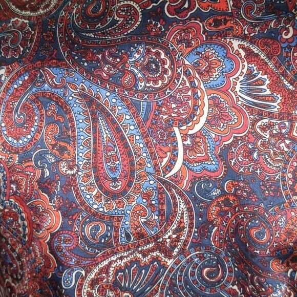 Kasper Womens Size 6P Button Front Shirt Red Blue Paisley Print Long Sleeve - Picture 5 of 10